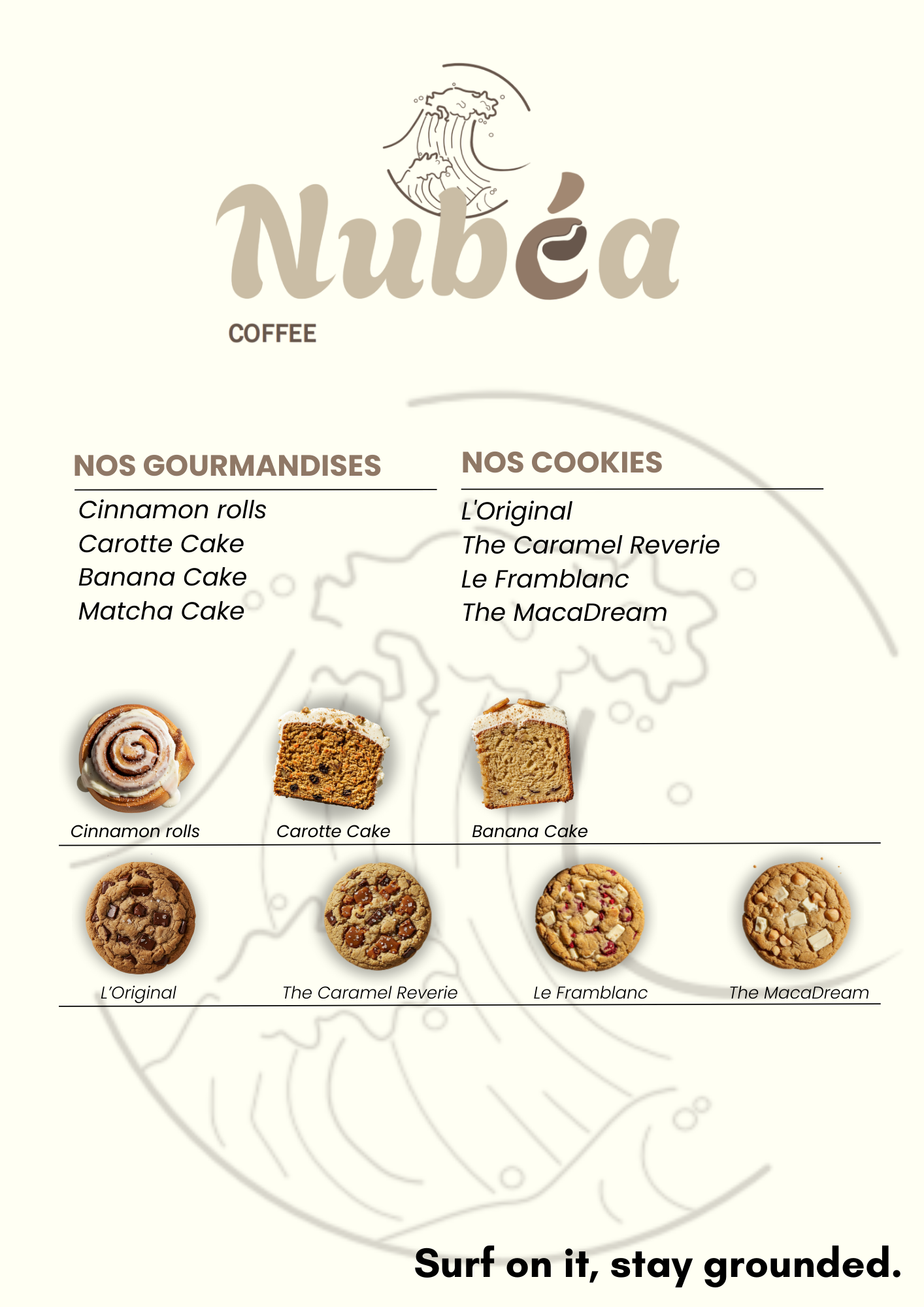 Menu complet des gourmandises Nubéa Coffee (Mobile)